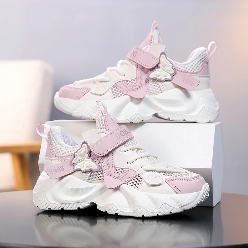

Anti-sweat Girls Sneakers Summer Breathable Mesh Soft Bend Sole Anti-collision Toe Sports Footwear for Summer Wear