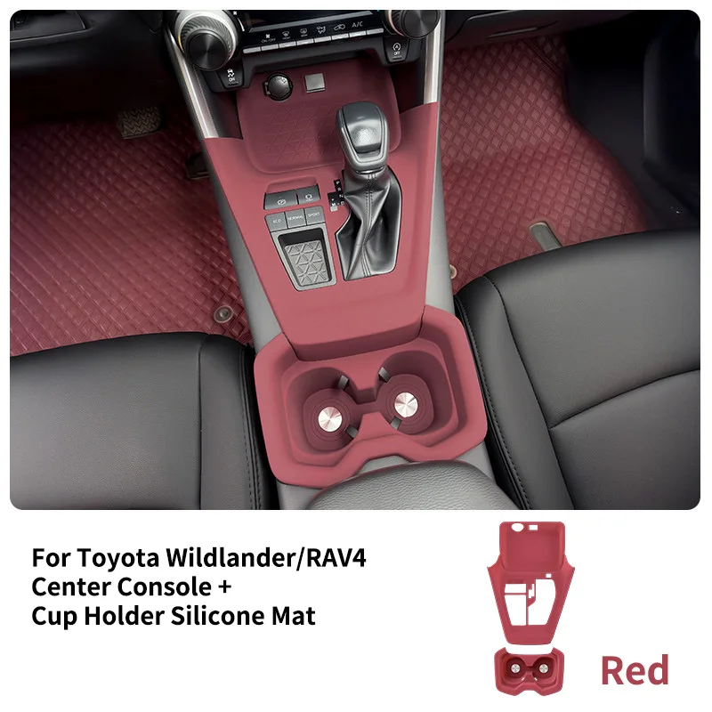 

For Toyota RAV4 Wildlander Silicone Center Console Gear Shift Panel Mat & Cup Holder Dust-proof Anti-slip Car Interior Accessory