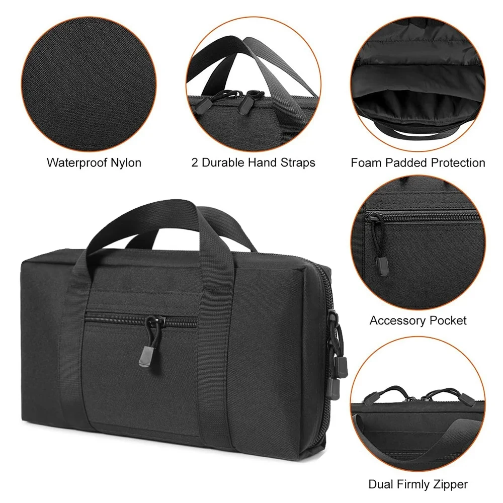 Gun Range Bag Pistol Gun Case with Magazine Pouch Soft Handgun Case Gun Firearm Carry Pouch Padded Pistol Holder Case Mag Bag