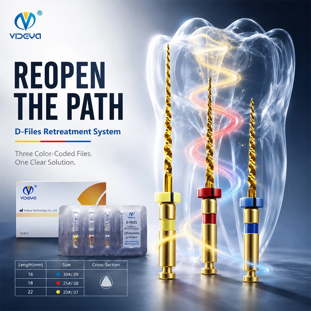 Root Canal Retreatment Files D1-D3 Endodontic Files for Filling Material Removal 16mm 18mm 22mm Assorted 6Pcs Set