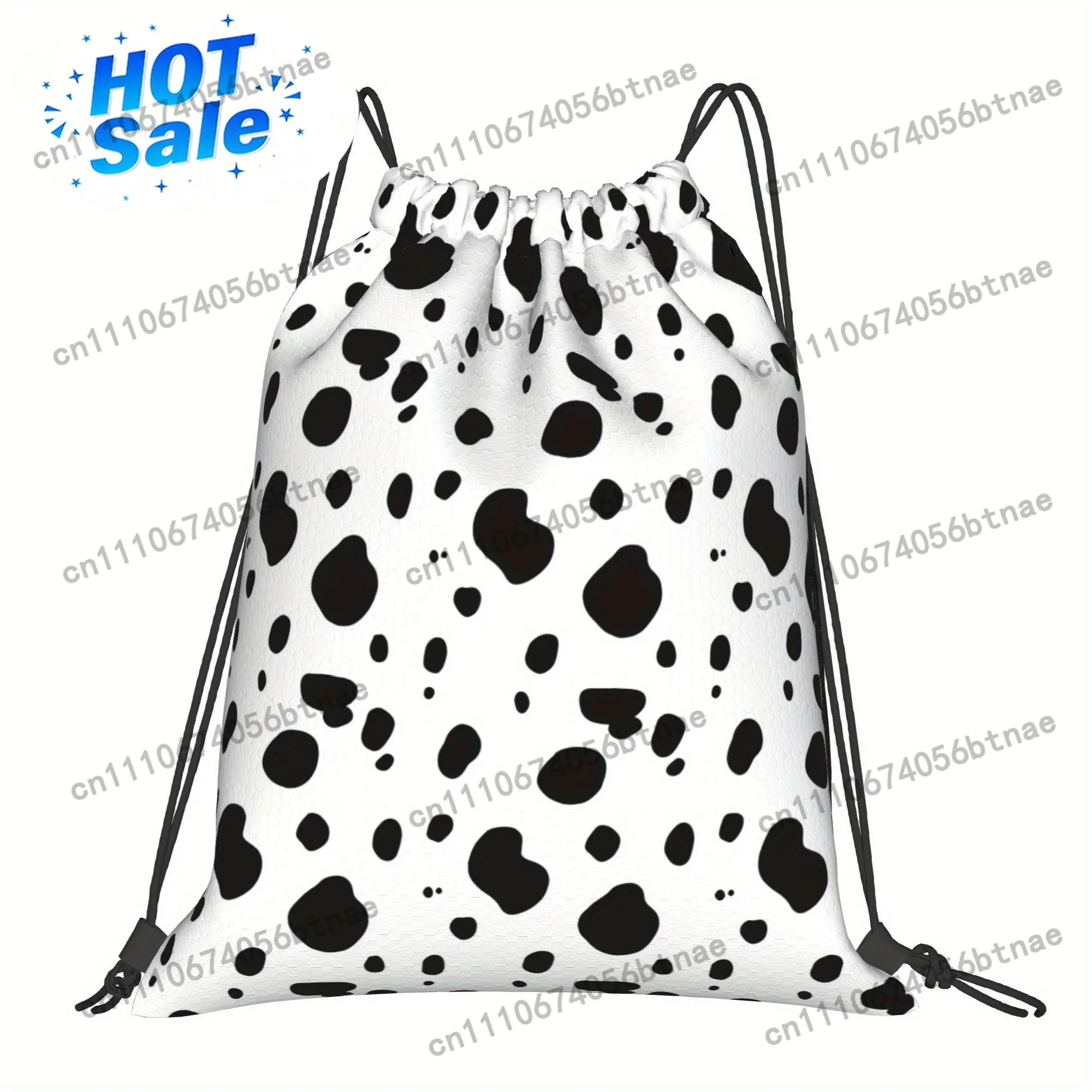ZLIENSZUS Dalmatian Pattern Urban-Inspired Drawstring Bag - Soft Shell, Machine Washable with Utility Pockets & Adjustable Strap