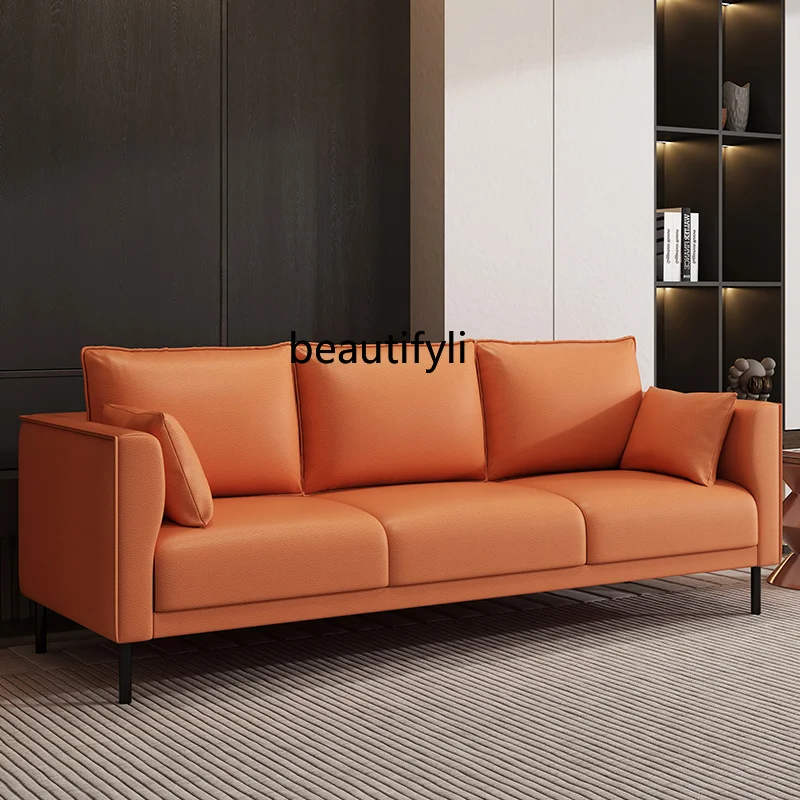 

Nordic Three Anti-Cat Scratch Leather Sofa Small Apartment Simple Apartment Office