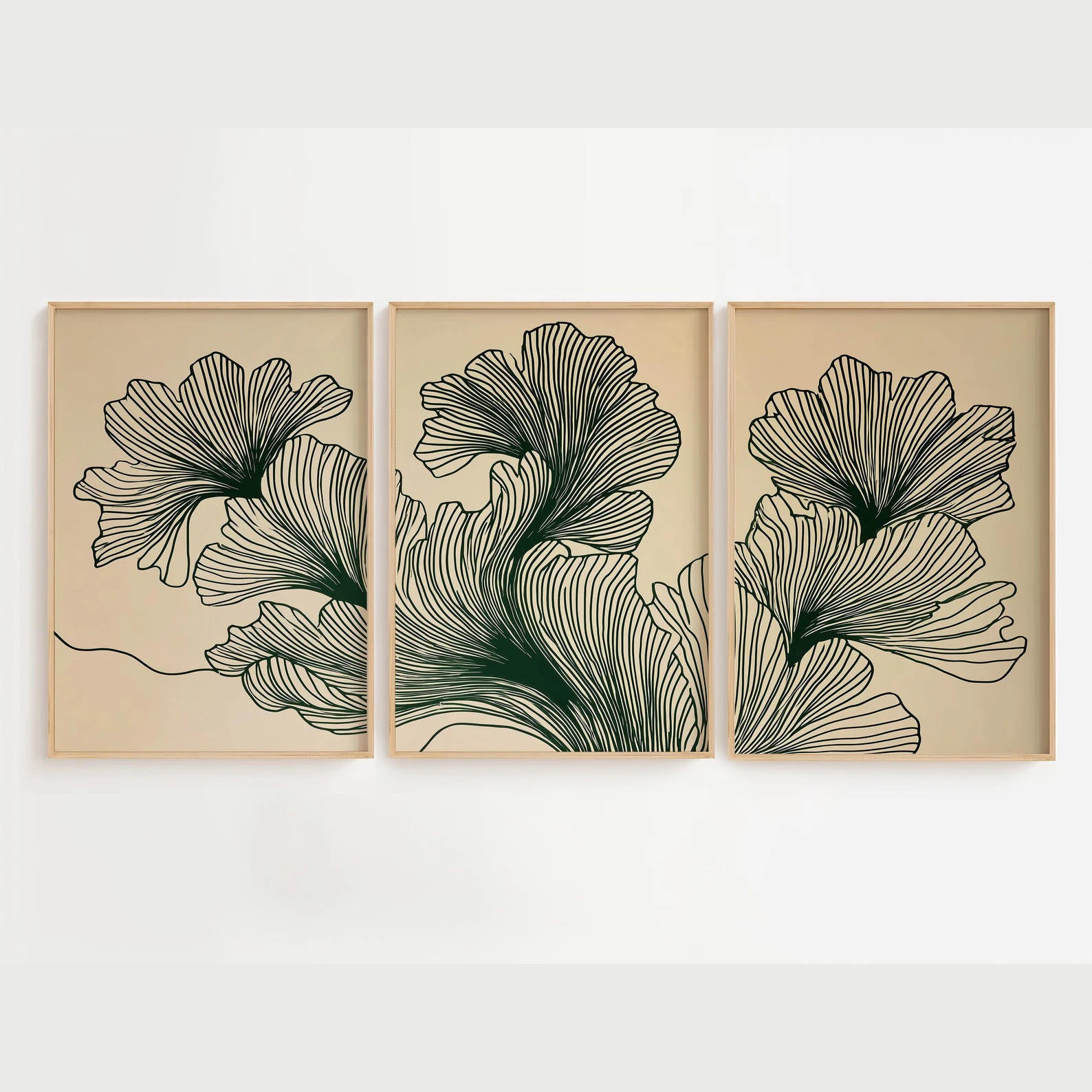 3pcs frameless Canvas Painting 3pcs/Set Abstract Floral Art Decor Prints - Frameless Neutral Boho Flower Art Poster for Living R