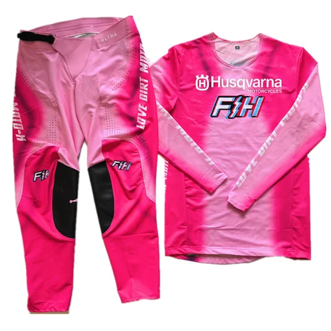 2025 Pink husqvarna Moto Kit Motocross Gear Set Top Off Road MX Combo Black ATV Jersey And Pant ATV Suit