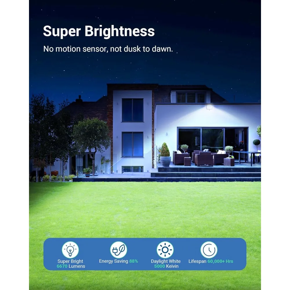 2-Pack 65W LED كشاف ضوء خارجي، 6670 LM أضواء أمنية فائقة السطوع يمكن التحكم فيها، IP65 مقاومة للماء، مصابيح كاشفة 5000K #1