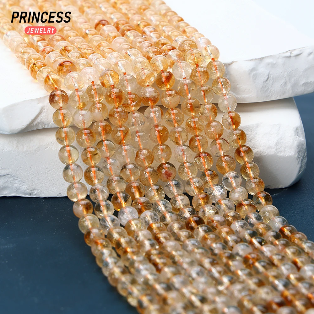 

A+ Natural Citrine Golden Crystal 4 6 8 10mm Healing Quartz Energy Beads for Jewelry Making Bracelet Necklace DIY Accessories