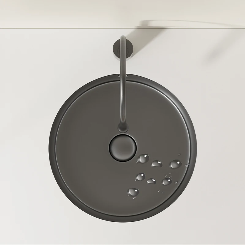 Matte black round under-counter basin, household balcony ceramic wash basin, single basin embedded small size wash basin pool