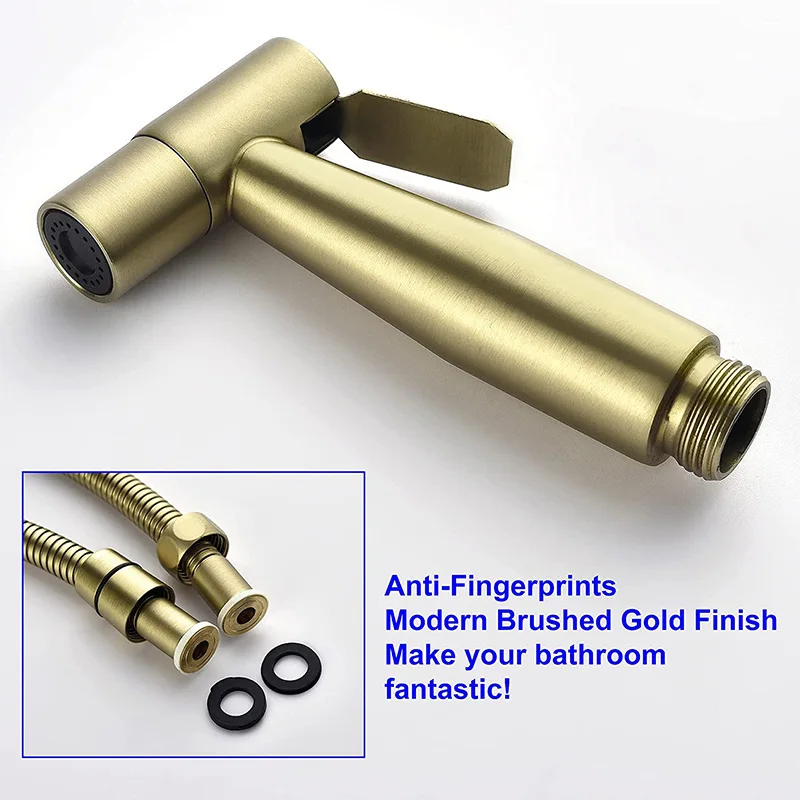 

304 Stainless Steel Bidet Set with Black Gold Faucet Hot and Cold Water Spray for Bathroom