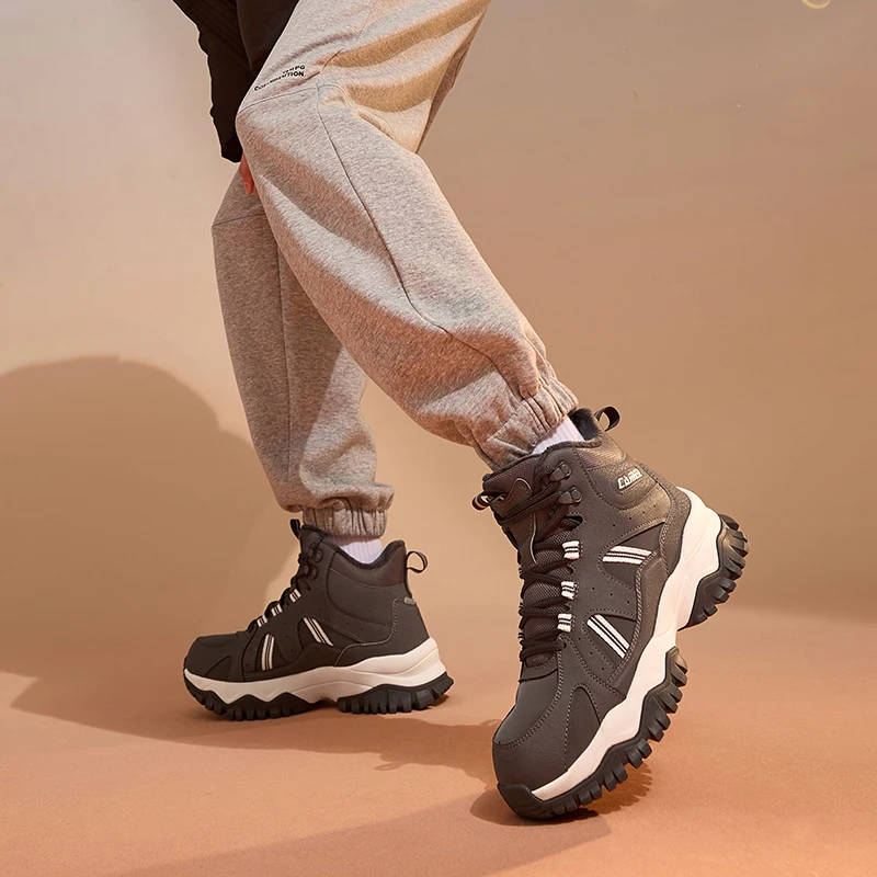 GOLDEN CAMEL Yuanhang High-Top Sport Shoes for Men and Women Casual Warm Fleece Thick-Soled Height-Increased Hiking Boots Winter