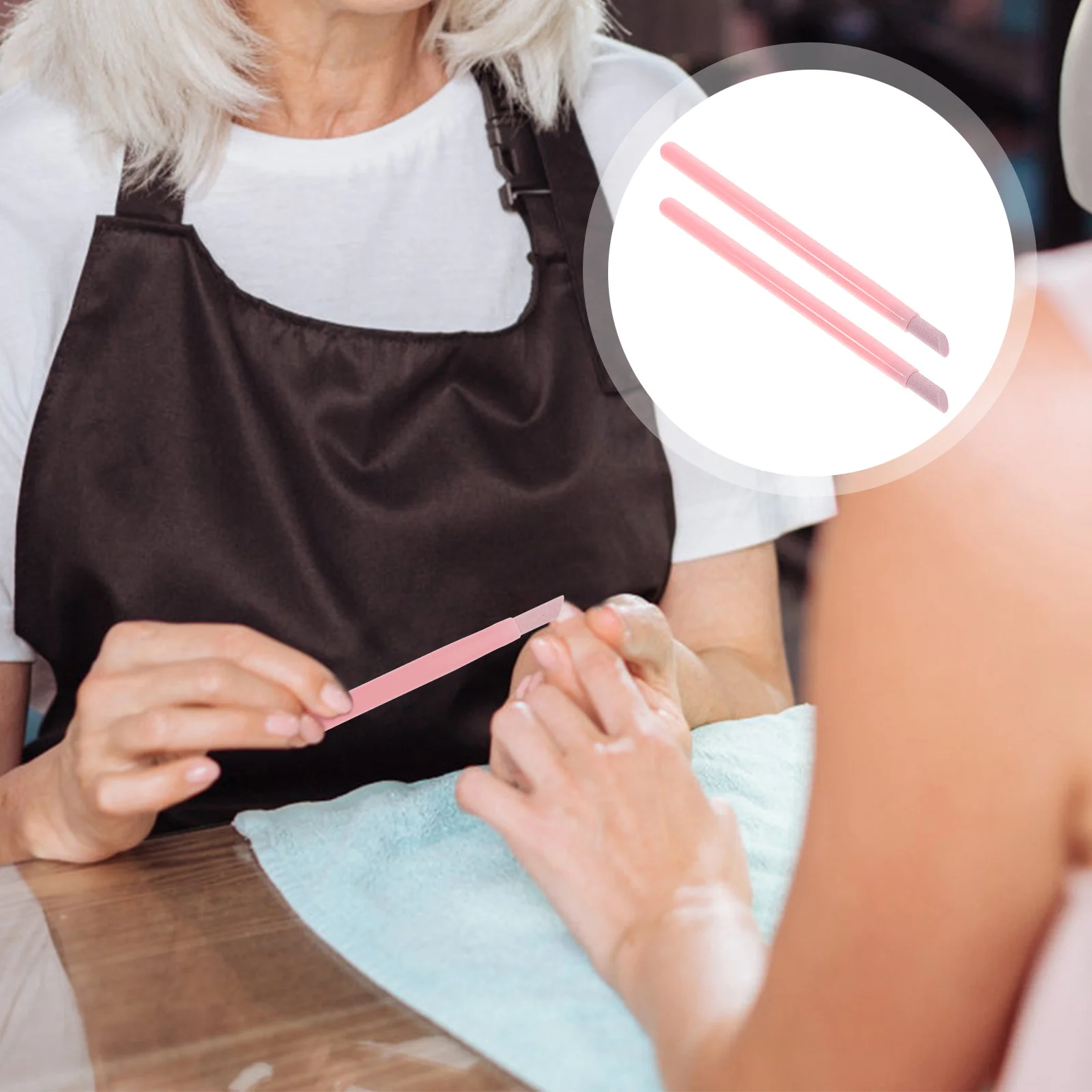 2 قطعة قلم مصقول للأظافر احترافي للبشرة أداة فنية للأظافر مطحنة الجلد الميت الوردي أداة مانيكير قابلة للغسل #4