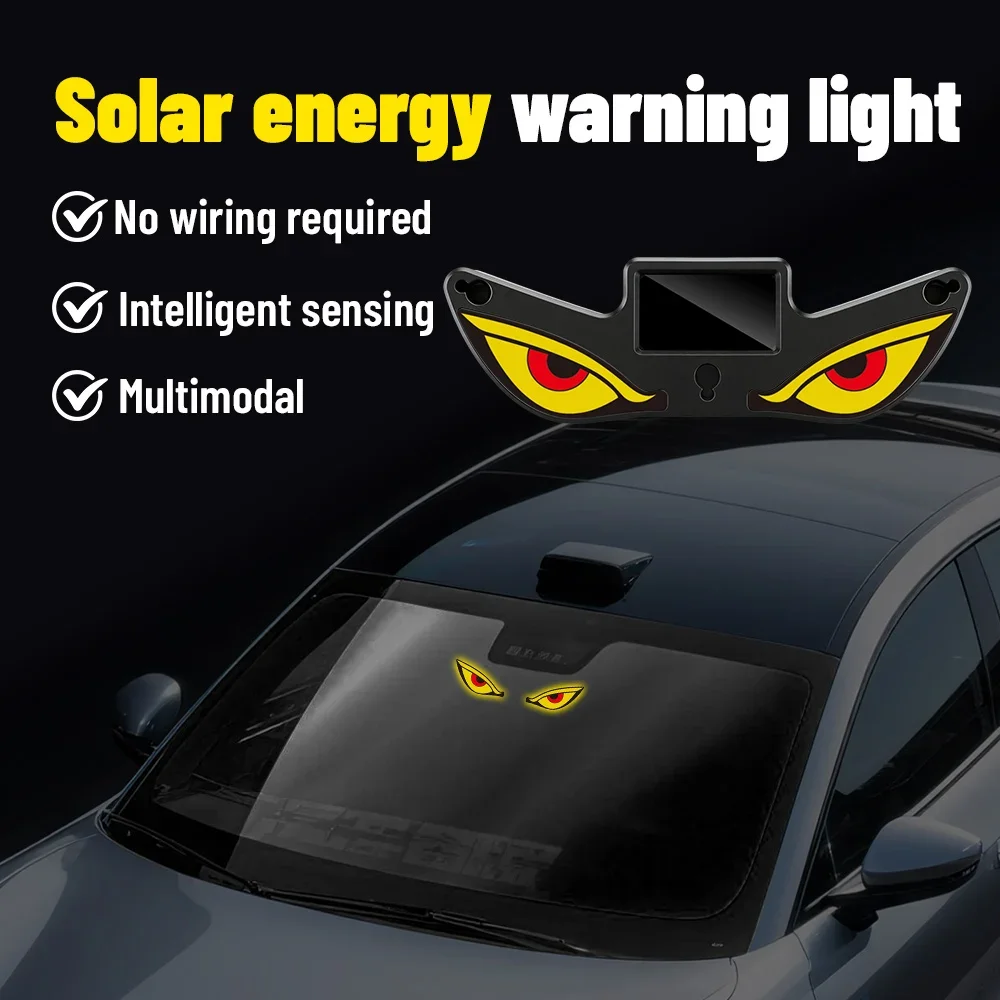 Car-mounted solar monster eye LED warning light triangle window wireless decoration rear window ambient light premium feel