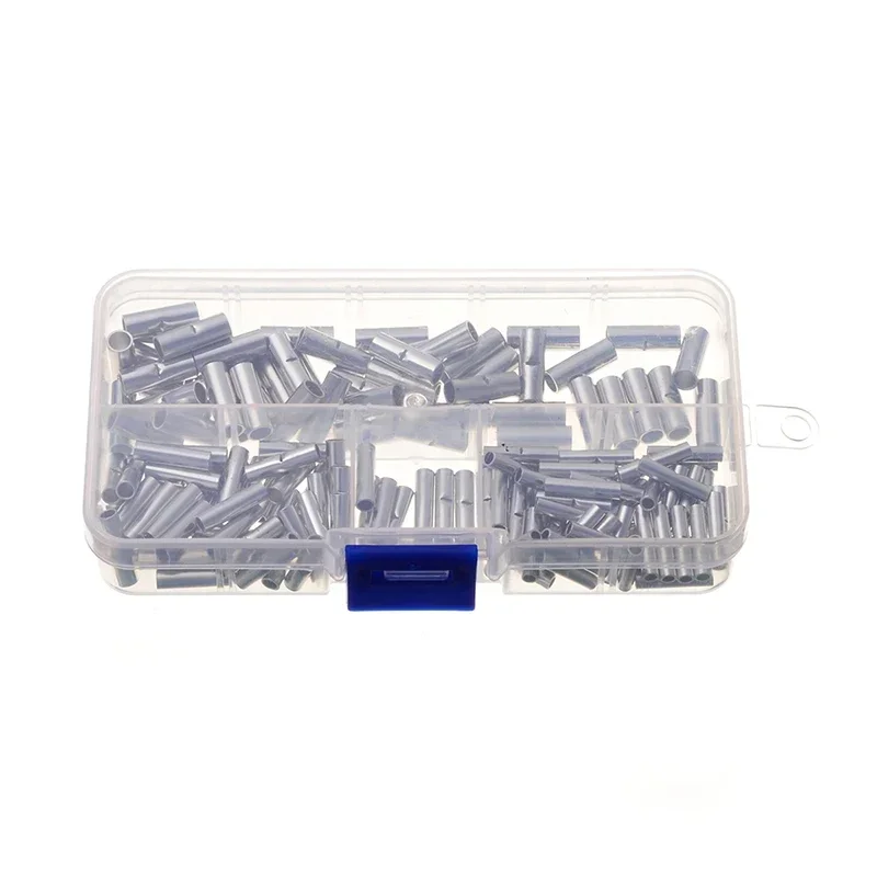 150pcs Non-Insulated Butt Wire Crimp Connector Wiring Accessories Tinned Crimp Ferrules Electrical Cable Terminal Bare Wire Set