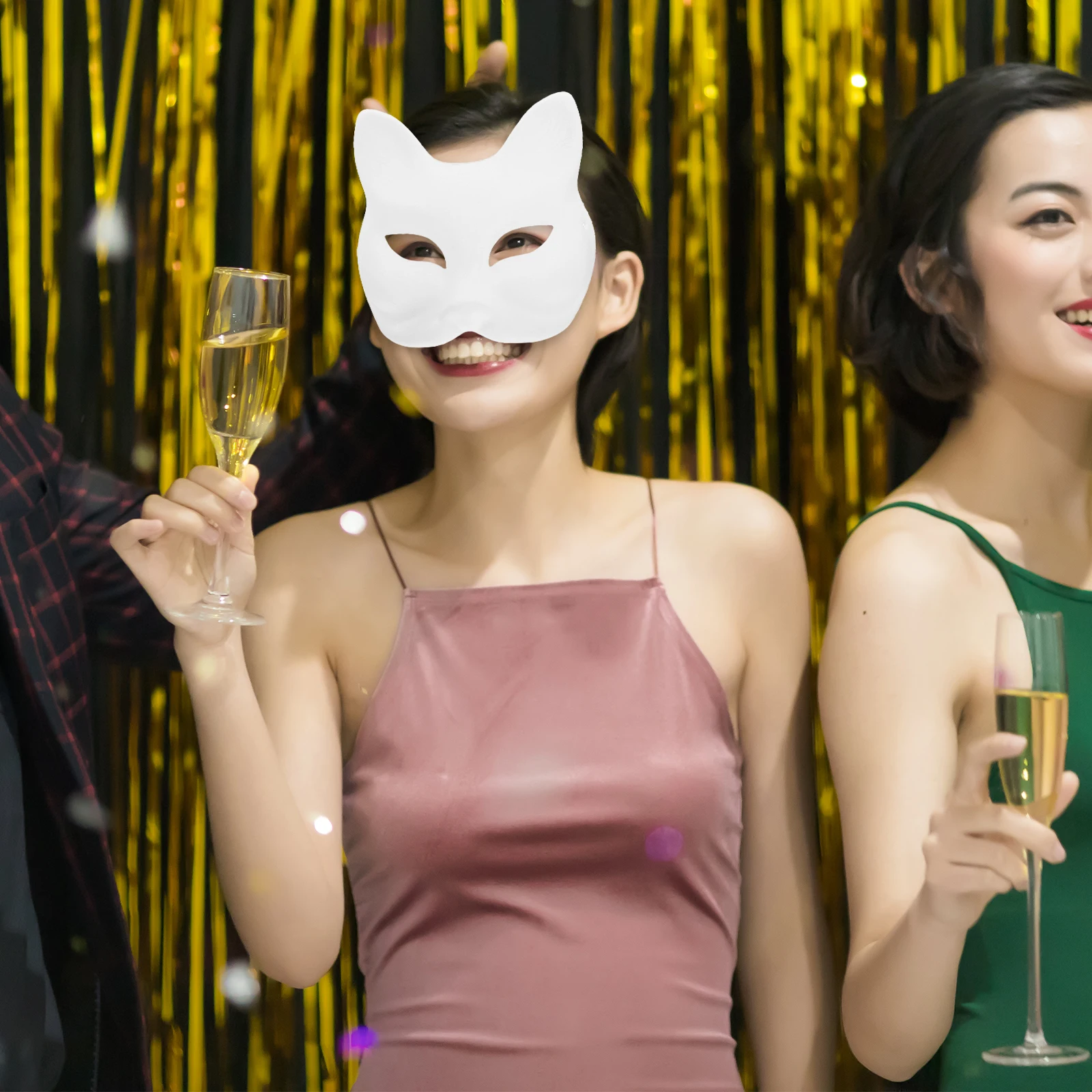 

3pcs Fox Plain White Paper Diy Blank Mask DIY Blank Handcrafted Paintable Unfinished Masquerade Party Costumes
