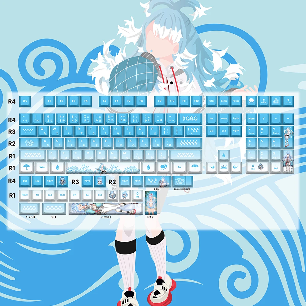 

132 Keys/Set Hololive Vtuber KOBO Keycaps PBT Cherry Height for MX Switch DIY Mechanical Keyboard Game Custom Gift