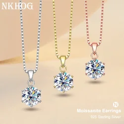 NKHOG 여성용 모이사나이트 펜던트 목걸이, 스털링 실버, 925 D 컬러, VVS 랩 다이아몬드, 파인 주얼리, 웨딩 파티 선물, 1ct, 2ct