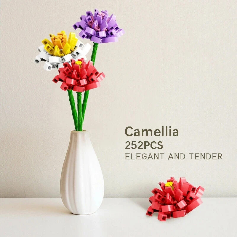 Violet MOC Flowers Building Blocks Romantic Bouquet Gypsophila Rose Ideas Bricks Home Furnishings Toys For Children Adult Gift