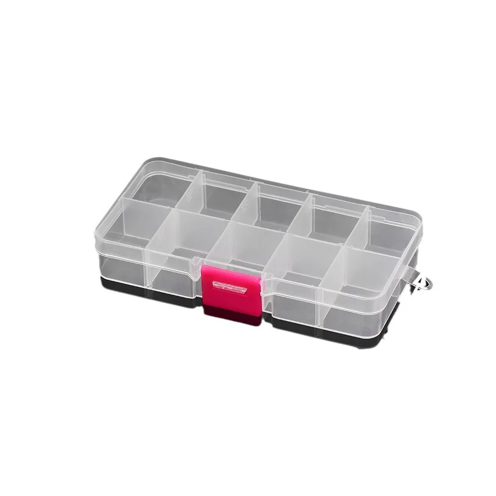 1pcs Hot Selling Rectangular 10 Grid Buckle Transparent Plastic box, Detachable Multi Grid Classification Earring Accessories