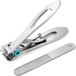 2 IN1 Nail Clippers Stainless Steel Heavy Duty Large Toenail Clippers , Ultra Sharp Finger Nail Clippers Cutter for Seniors
