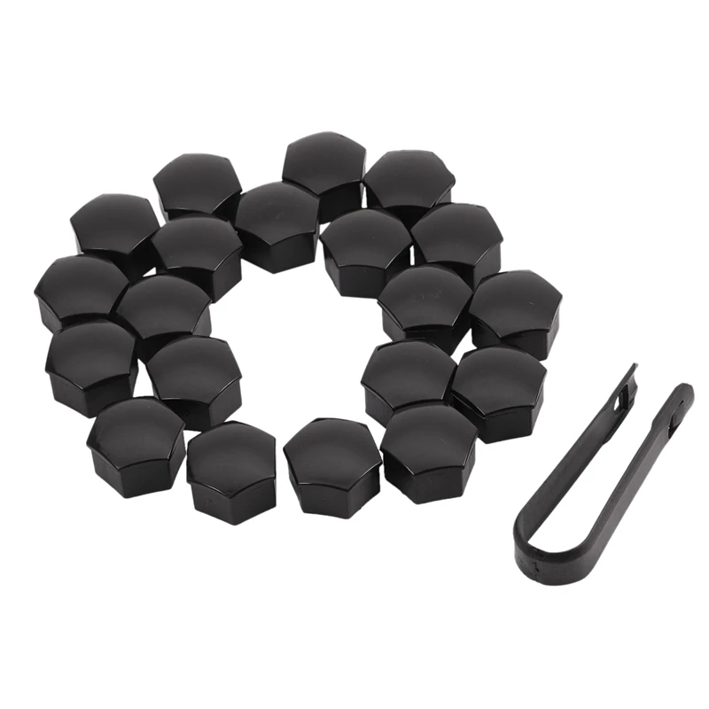 40Pcs 21Mm Car Tire Wheel Bright Black Bolt Nut Covers With Removal Key Fit For Tesla Model S 12-17