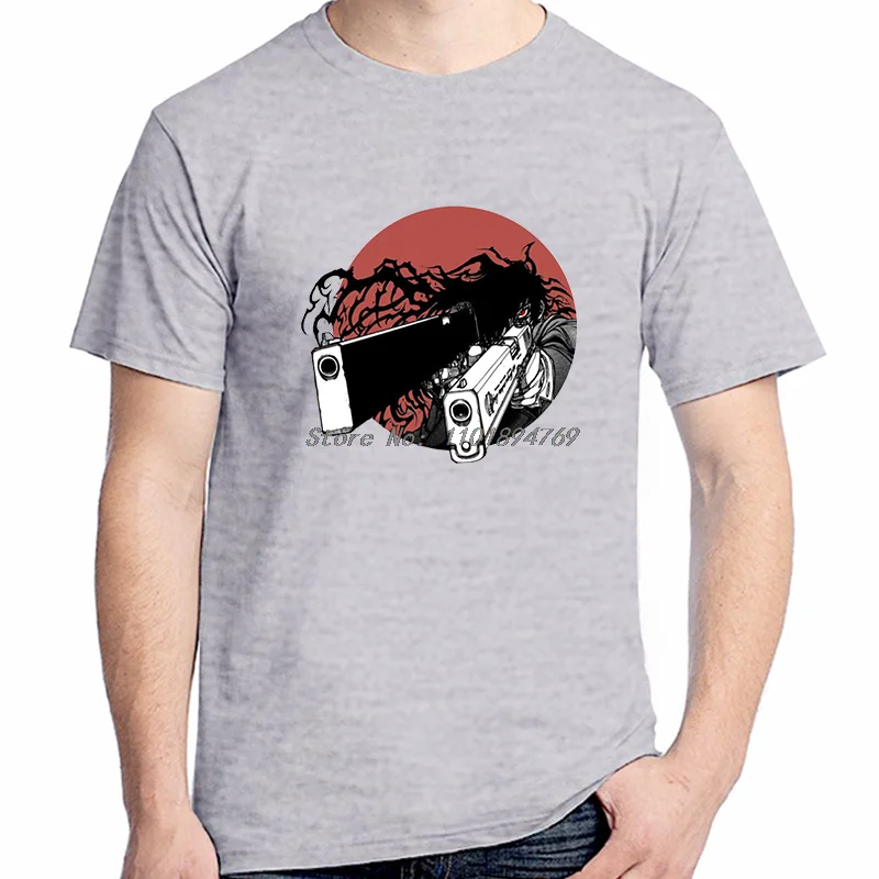 Summer Men's Short Sleeve T-Shirt Hellsing Manga Graphic T Shirts Abraham Van Helsing Anime High Quality Streetwear Mens Clothes