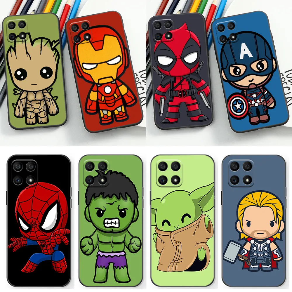 Cartoon Iron Man Groot Spiderman Yoda Case For Huawei P20 P30 Y6P Y7 Y9 NOVA 2I 3I 7I 8I 9 Honor 90 20 9X 8X X9A X8 X7 X7A Case