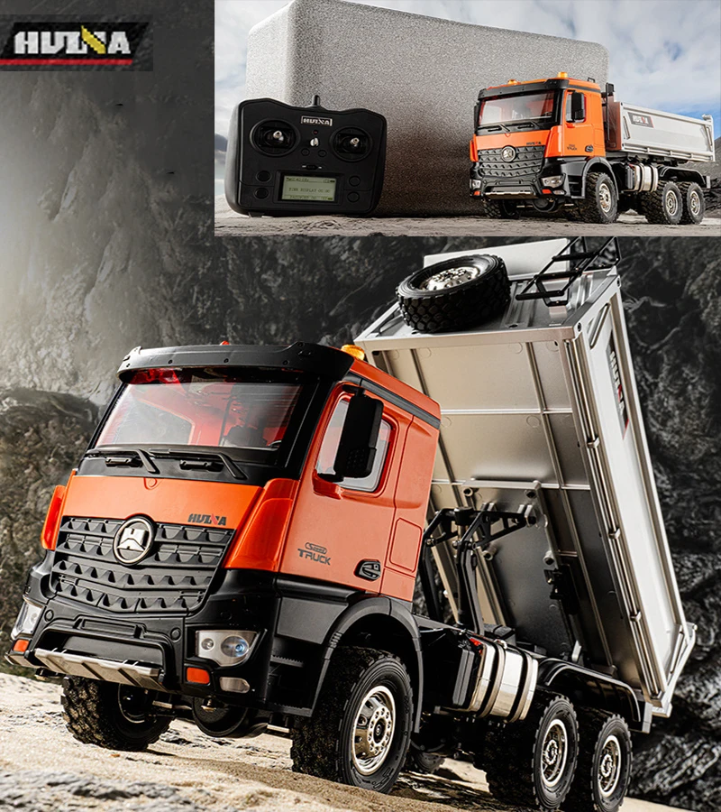 Huina RC شاحنة قلابة 6WD سيارة كبيرة تعمل بالتحكم عن بعد 1598 1/14 Rc سبيكة سيارة شاحنة قلابة تحميل سيارات لعب مركبة