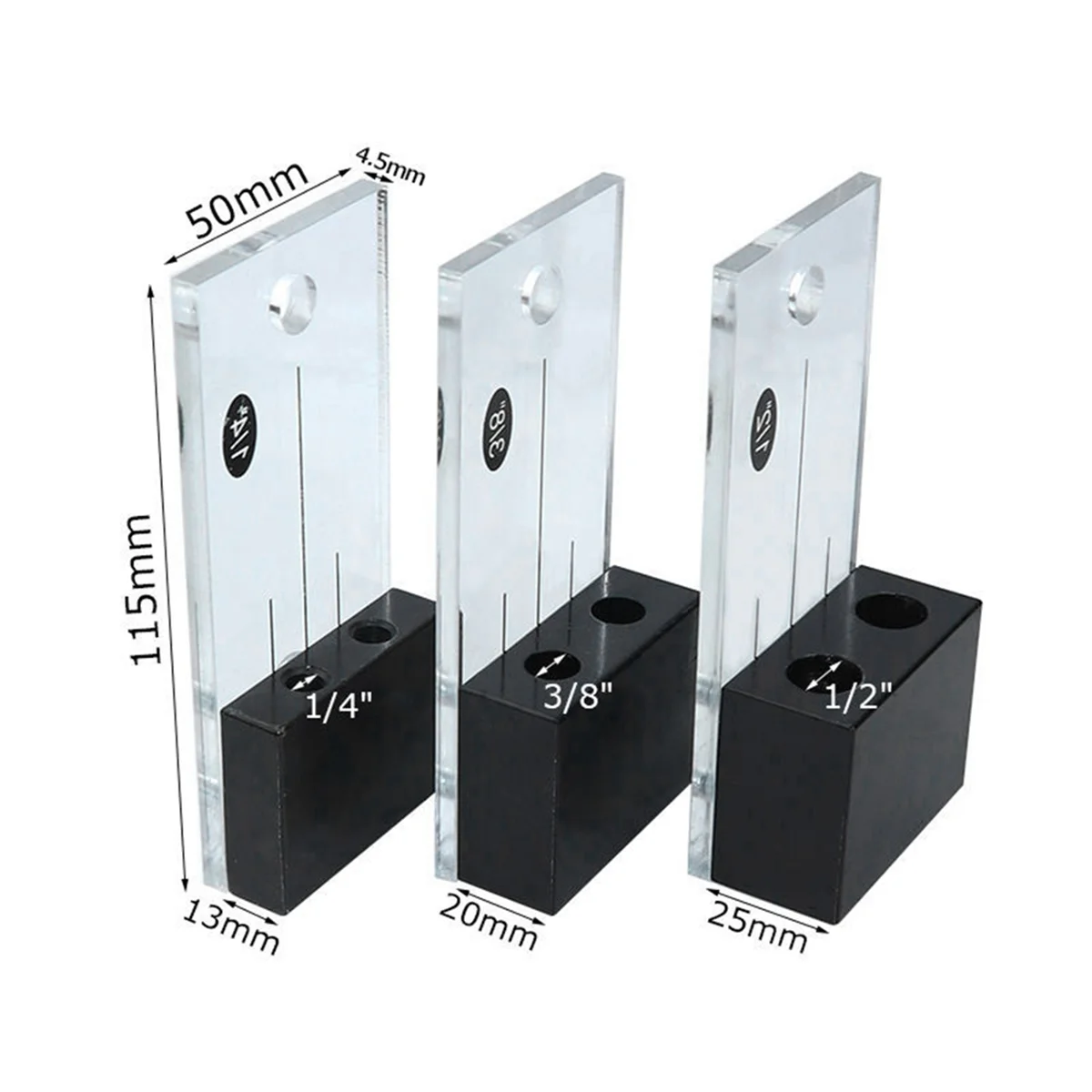 Localizzatore di punzonatura per fori diritti per la lavorazione del legno da 3/8 pollici localizzatore di punzonatura per fori laterali Kit di perforatori verticali strumenti per la lavorazione del legno fai da te