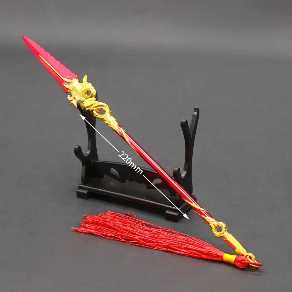 King game peripheral weapon 22cm cloud ying red flame ying spear weapon model all-metal alloy weapon ornaments collection toys