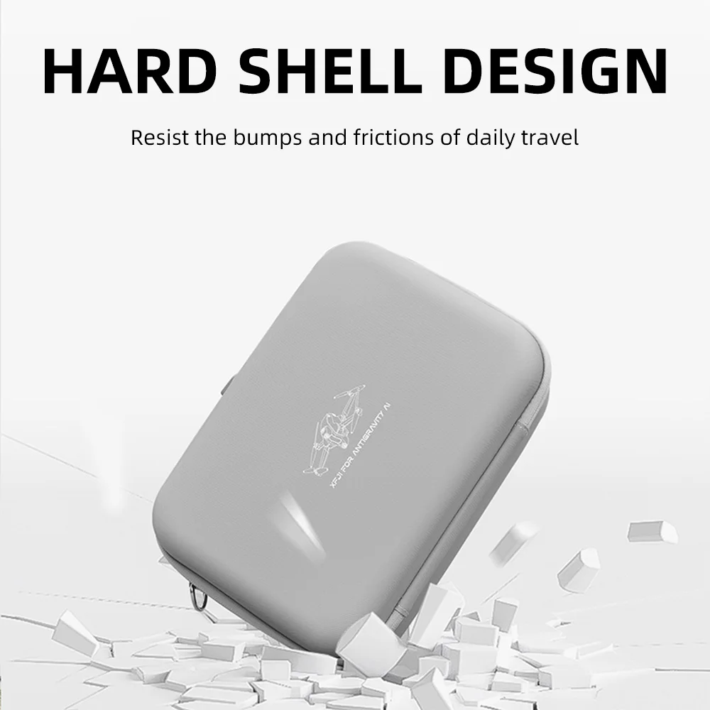 XFJI Storage Bag Case PU Leather Drop-resistant Hard Shell Handbag for Insta360 Antigravity A1 Drone Accessories