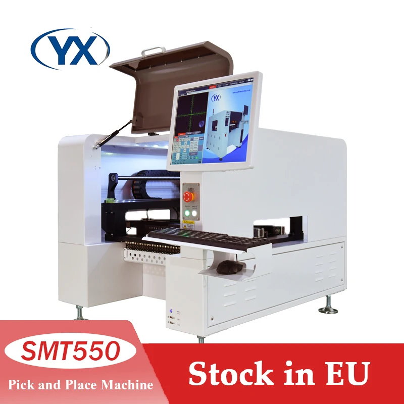 Stock en la UE SMT550 Pcb automático Smd productos electrónicos maquinaria Pick and Place Robot Chip Mounter línea Smt con cámara