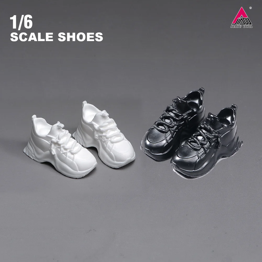 

1/6 Scale Female Fashion Casual Shoes Thick Sole Black White Solid Colors Dad Shoes Model Fit 12'' Action Figure Body Dolls