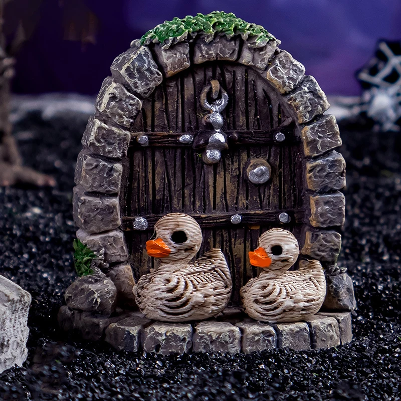 5PCS Mini Ducks Skeleton Halloween Decorations Resin Scary Duck Miniatures Home Decorative Figurines Micro Landscape