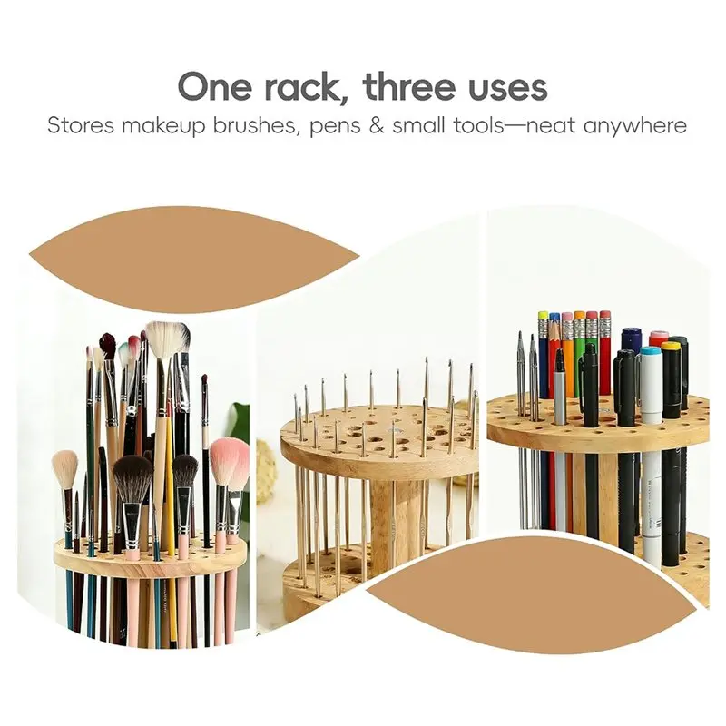 Brush Storage Rack 360° Rotating Brush Holder For Artists, Makeup& Craft Tools, Calligraphy Pens