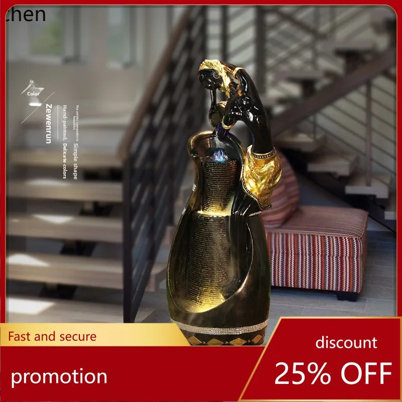 

HXL Flowing Water Fountain Floor Ornament Living Room Garden Courtyard Feng Shui Wheel Home Wealth Attraction