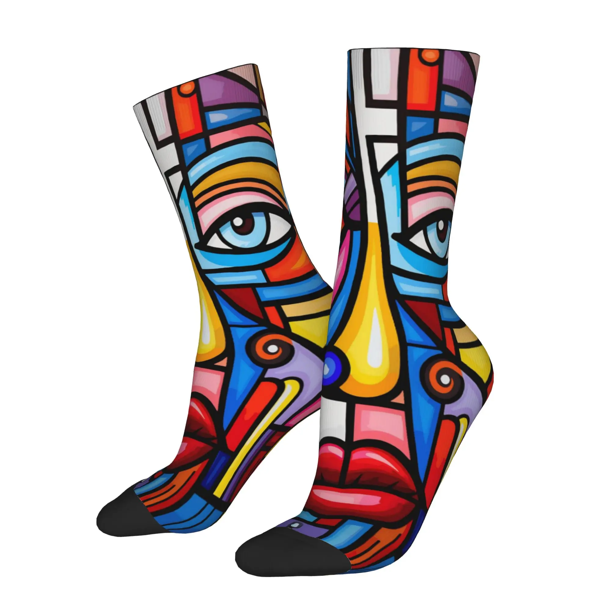 Cozy Women Men Socks Abstract Art Face Merch Soft  Sport Stockings All Seasons