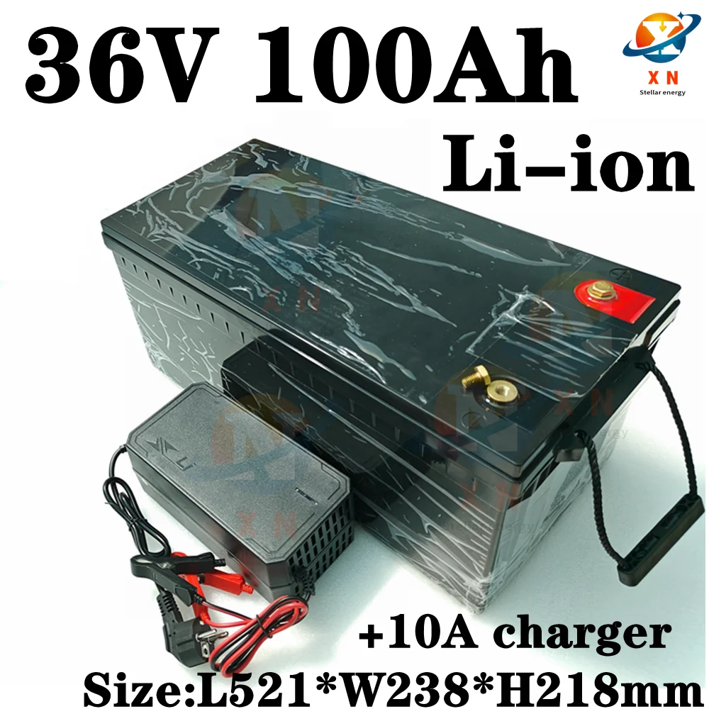 waterproof 36V 100Ah lithium ion battery 100A BMS li ion for 3500W 2000w inverter scooter bike Solar energy EV +10A charger