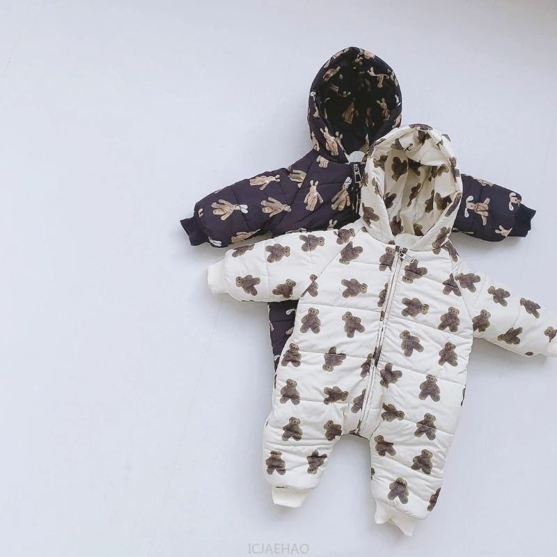 2025 Children Korean Style Clothes Baby Cotton Padded Jumpsuit Winter Outfits Infant Snowsuit Boys and Girls Warm Coat Costumes