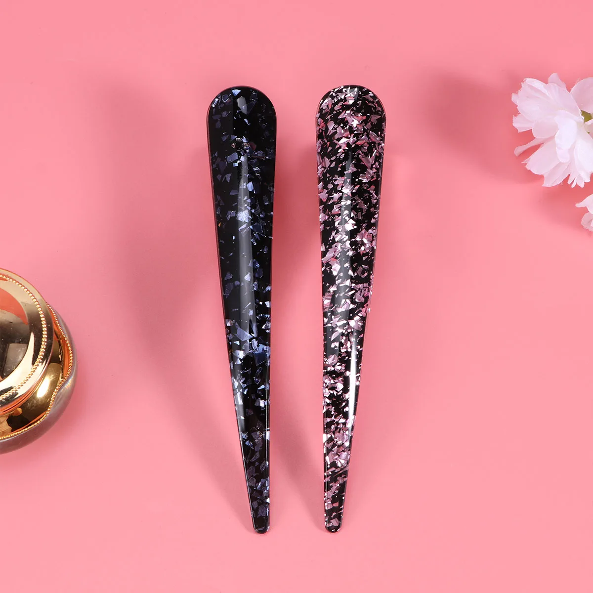 

2pcs Extended Clips Spring Hair Clip For Women Girls Stylish Hair Accessories Barrette Bobby Pin Strong Hold Hairpin Black Light