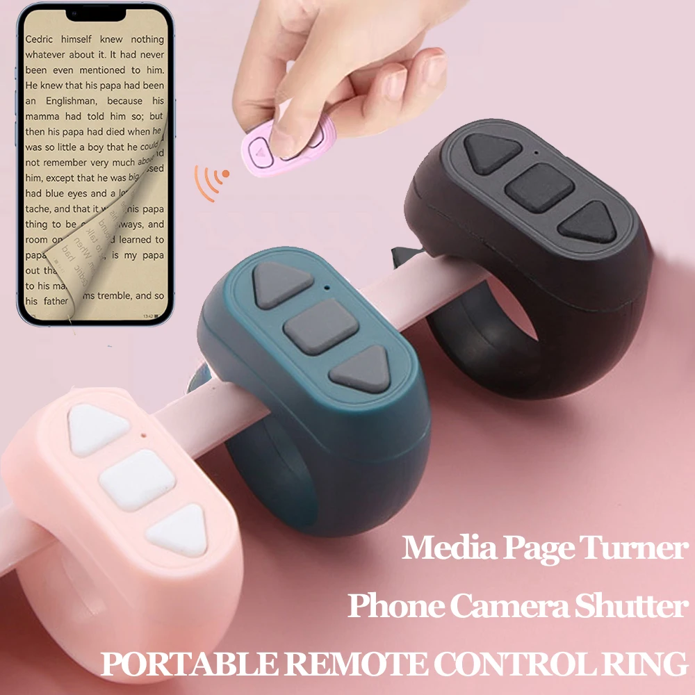 

Multicolor 3Buttons Phone Page Turner Bluetooth Finger Ring Holder Phone Camera Shutter Remote Control Remote Videotaping Photos