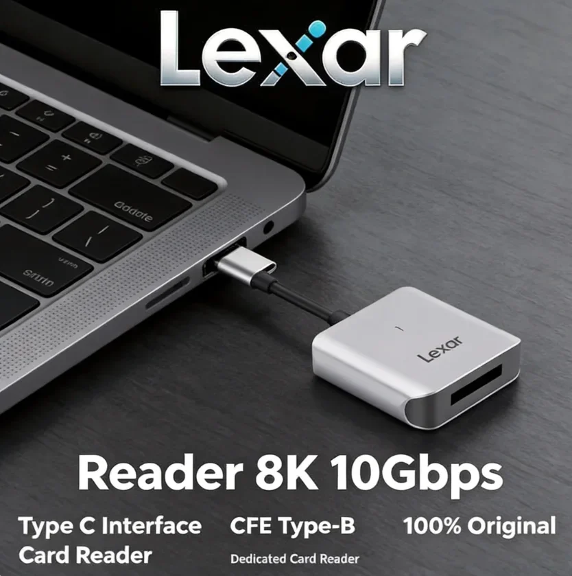 8K RAW High Speed CFexpress Type B Memory Reader Lexar 510U 10Gbps USB 3.2 Gen 2 Type C Card Reader for Laptop