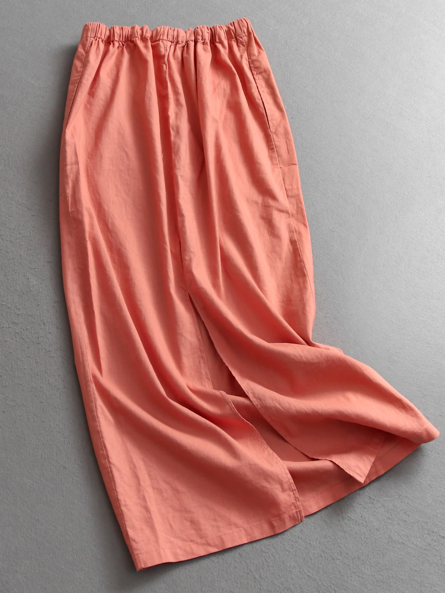 Minimalist Pure Color Linen Drawstring Slim High Waist Straight Cut Skirt mid Length Women's Half Skirt V250 Autumn New Style