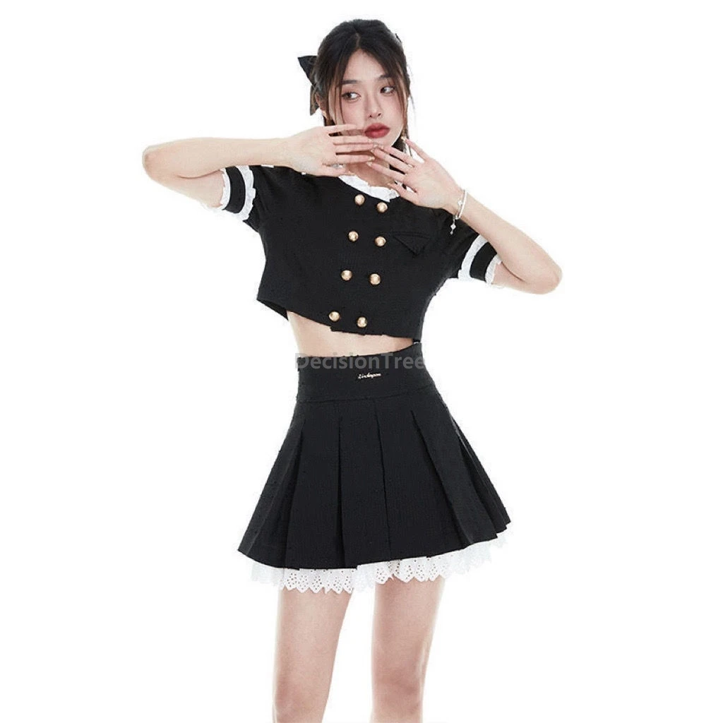 

2025 sweet spicy girls jk uniform japanese style chic sexy lace patchwork academy uniform set fashionable daily wearing outfit