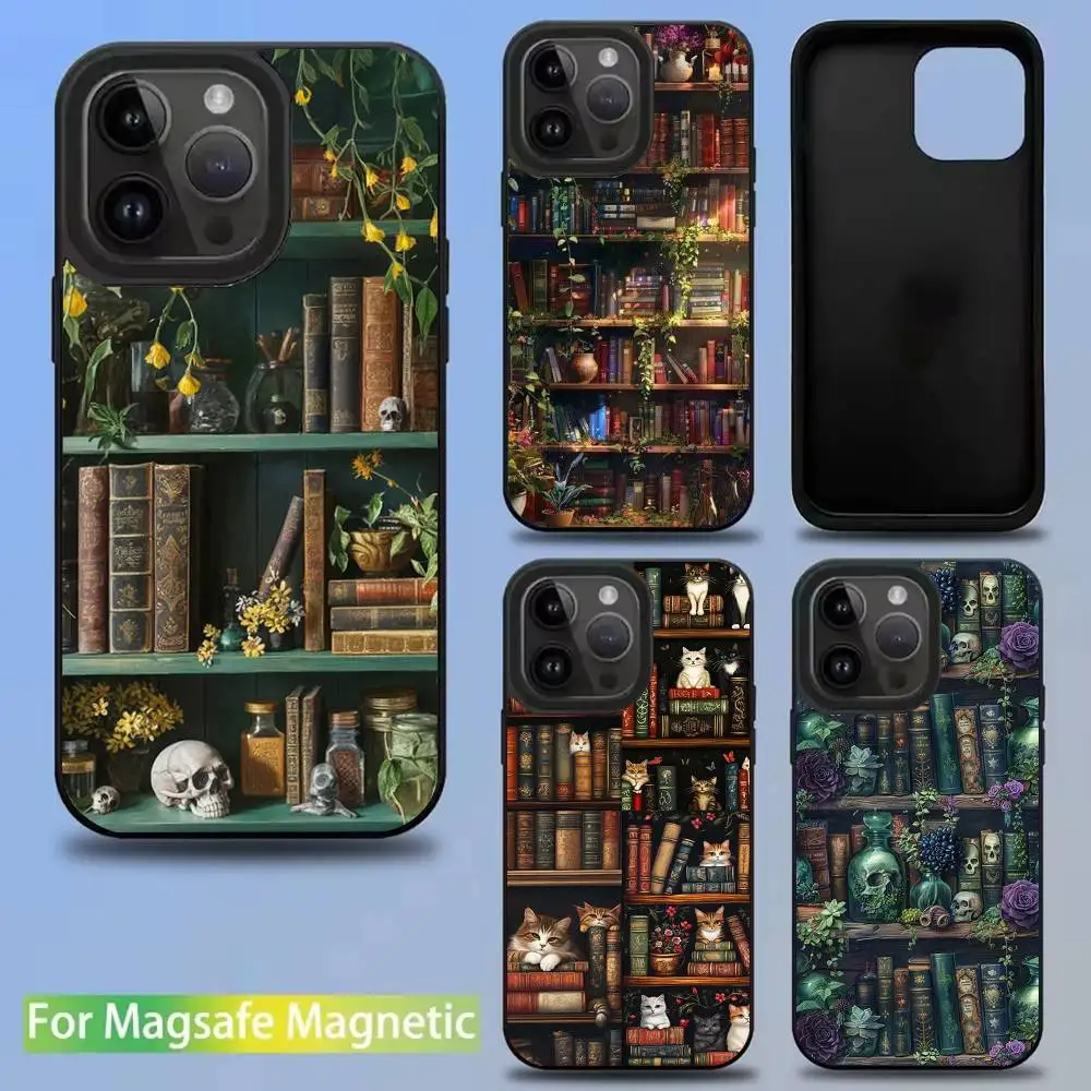 

Creative Bookshelf Phone Case For iPhone 16,15,14,13,12,11,Pro,Max,Plus,Mini,SE New Magsafe Magnetic Wireless Charging
