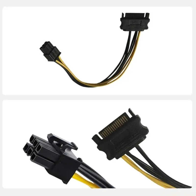E56B SATA15Pin to 6Pin Connectors Cable for Graphics Card Power Supply for Building, Upgrading or Repairing Computers