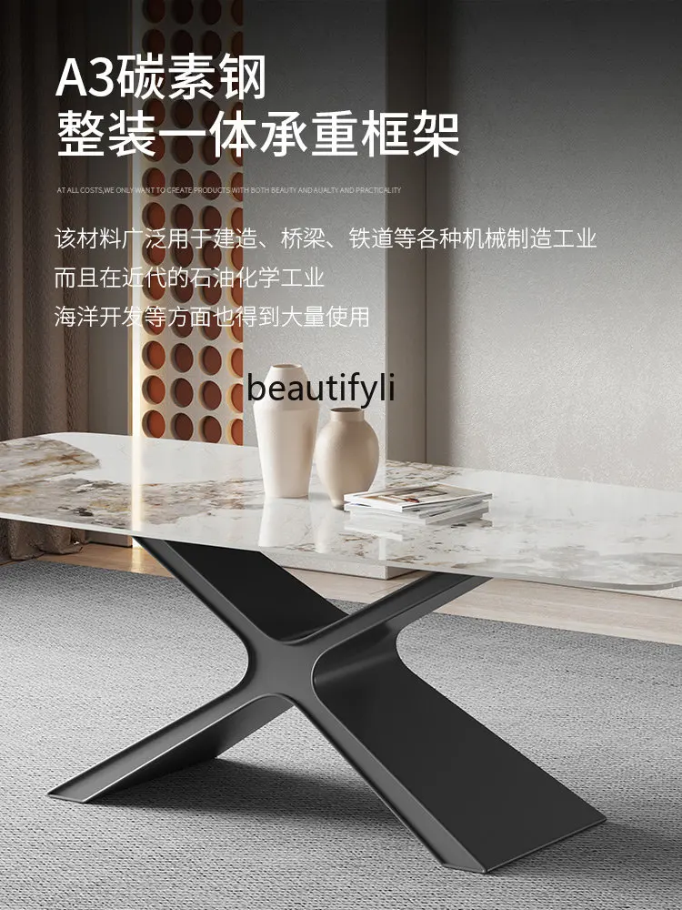 Light Luxury Stone Plate Dining Table Small Apartment Pandora Luxury Stone Bright Eight-Immortal Table Household Dining Table