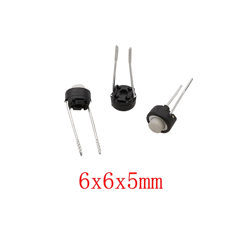 100Pcs Micro 6x6x5mm Tactile Touch Push Button Switch Round 2 Pin Tact Keys Momentary Switches 6 x 6mm