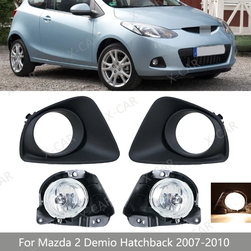 Faro antiniebla para Mazda 2 Demio Hatchback 2007 2008 2009 2010 cubierta de luz antiniebla de parachoques delantero marco bisel capó