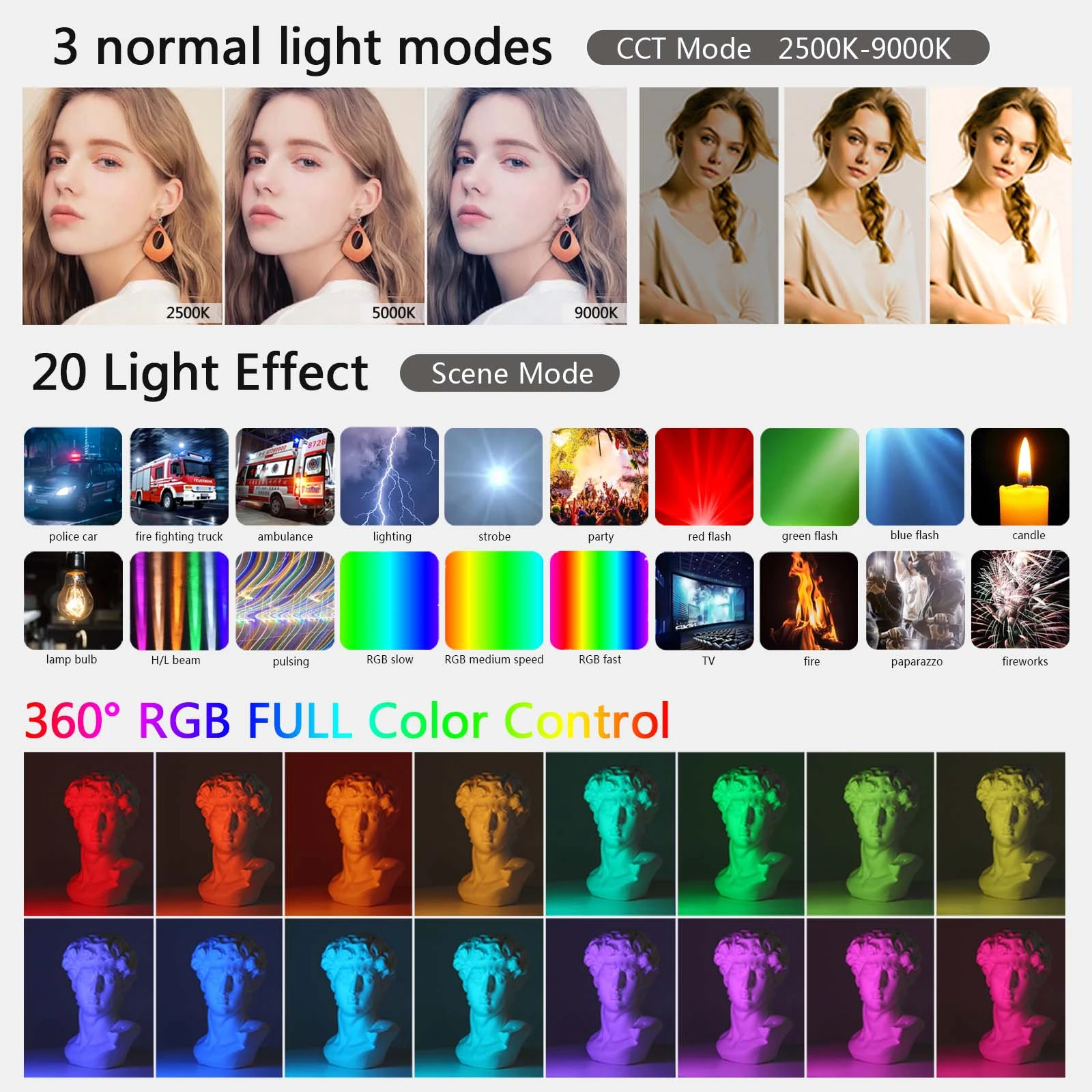 CRI 95+ 2500K-9000K Handheld RGB Colorful Video Stick Light 50CM LED Light Wand Photography Studio Lamp Photographic Lighting