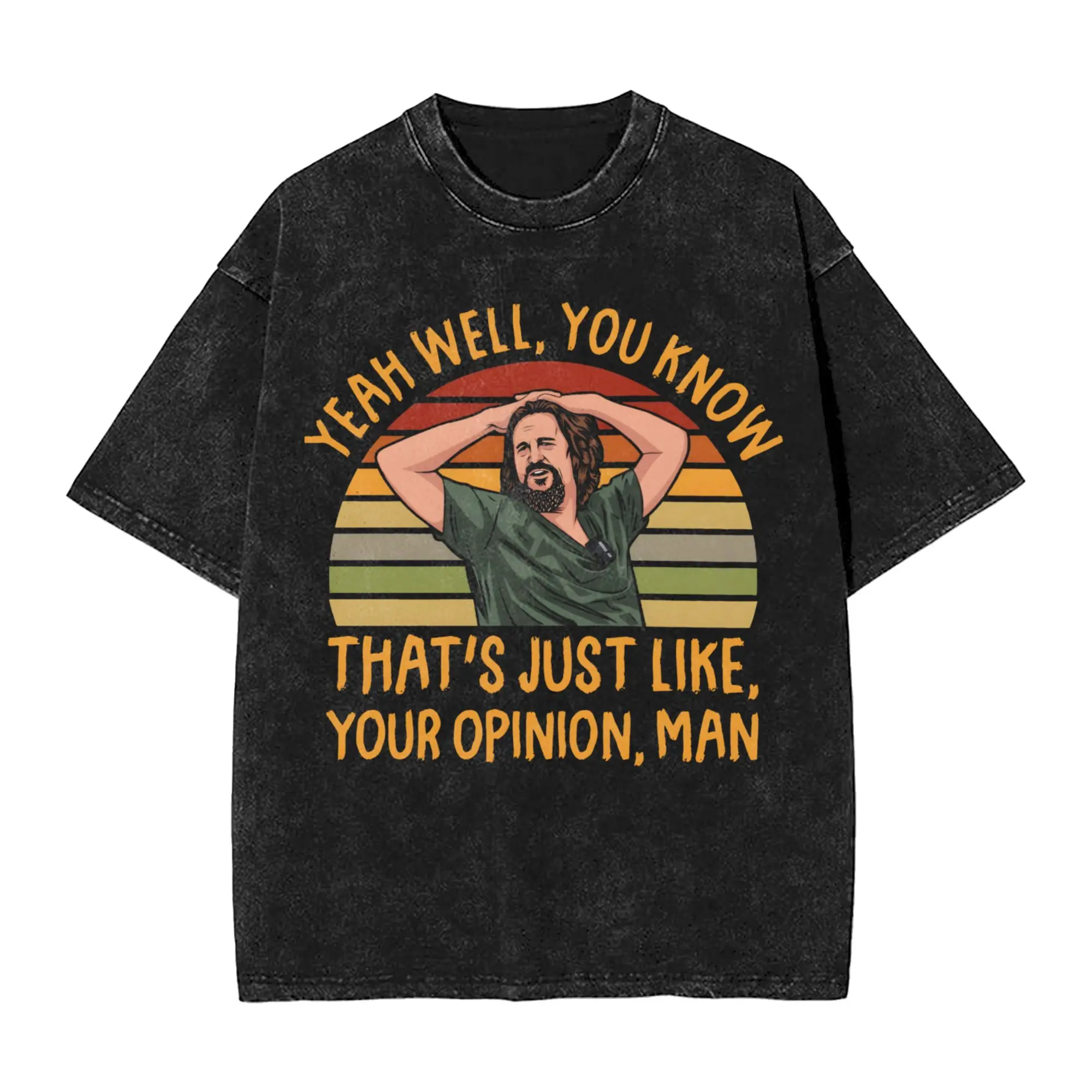 Novelty Just Your Opinion Man The Dude T-Shirt Men Crew Neck 100% Cotton Washed T Shirts The Big Lebowski Short Sleeve Tees