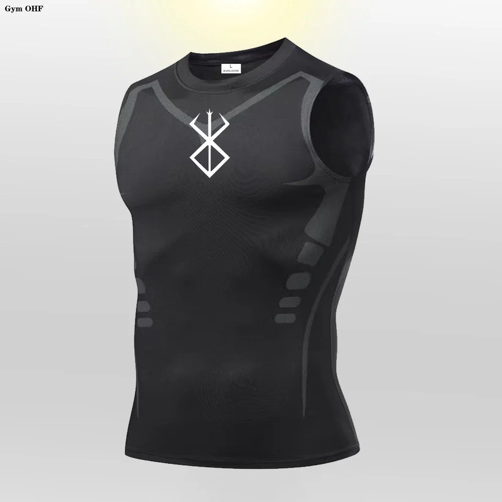 Anime Compression Shirt Men Gym Tank Top Muscle Fitness Clothing Sport Sleeveless T Shirt Elastic Bodybuilding Running Vest image 5